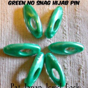 TEN (10) Green Plastic Pat Japan Jewel Lock Hijab Scarf Snag Free Pins
